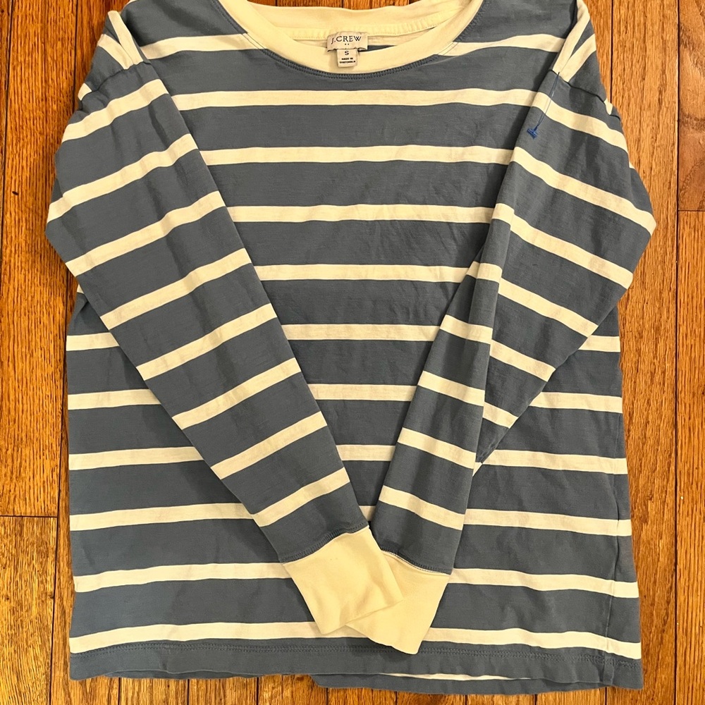 J. Crew Kids Navy and Cream Striped Long Sleeve Tee